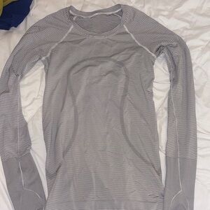 lululemon athletica Gray Striped Long Sleeve Top